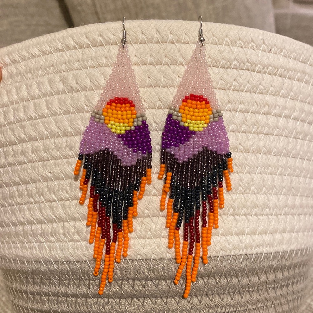 Sunset Bohemian tassel beaded earrings